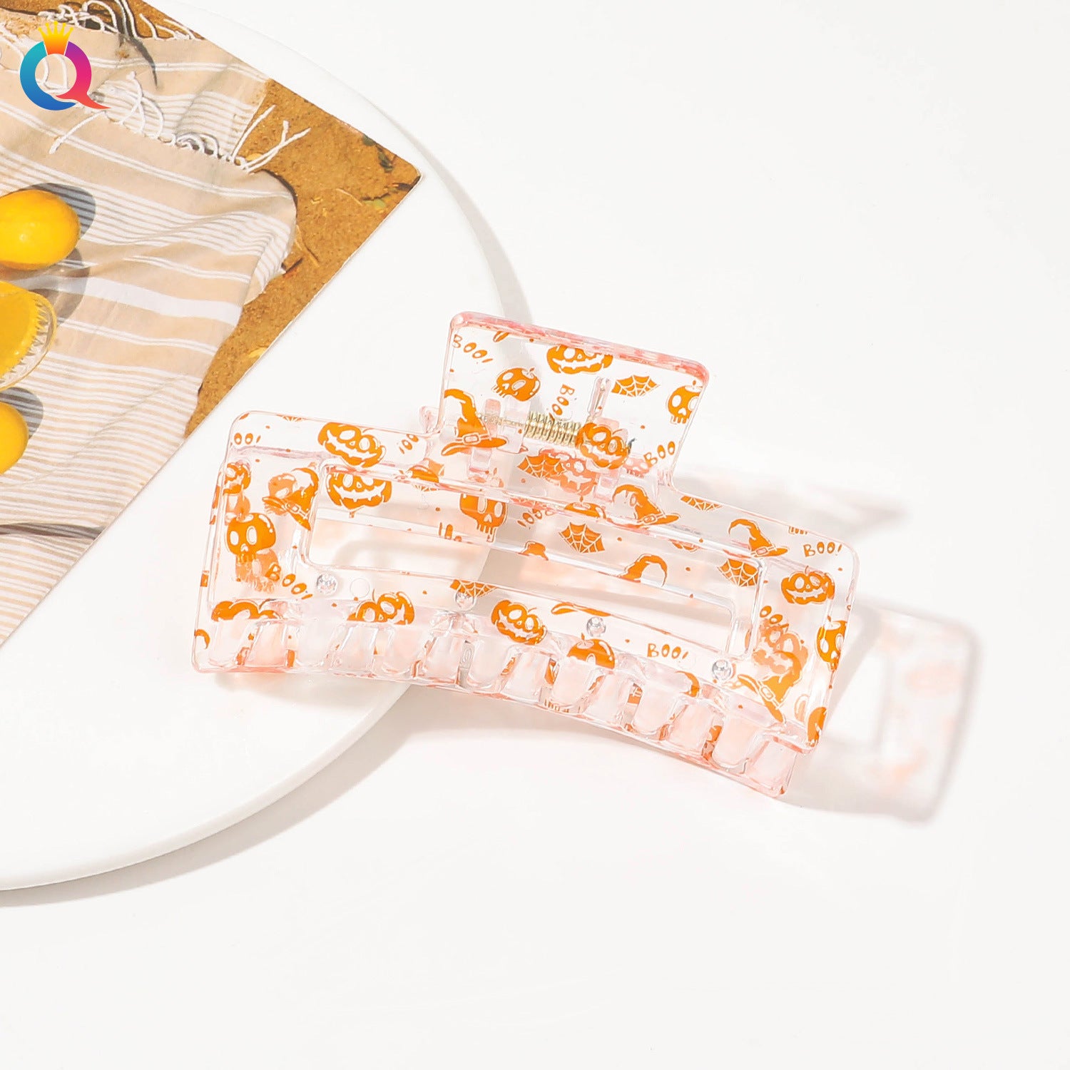 Wholesale Halloween Square Print Skull Hair Clip